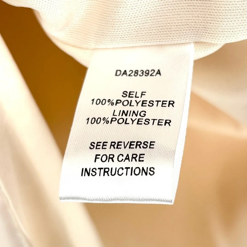 NWT Aakaa Satin Ruched‎ Midi Dress Sheath V Neck Champagne Beige Lined Draped L - Picture 4 of 14
